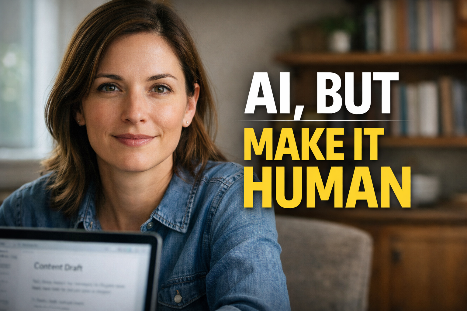 Person using AI calmly without stress or overwhelm